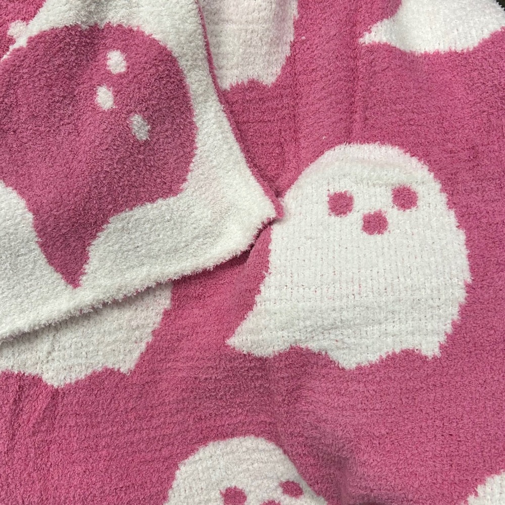 Ghost Throw‎ Blanket Pink and White Halloween Soft Plush
